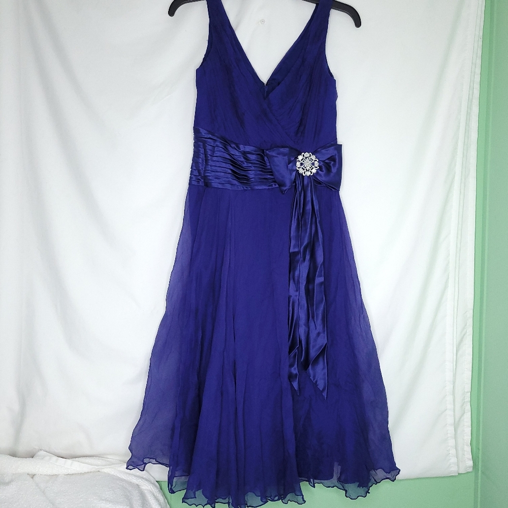 TADASHI COLLECTION Women's Blue Cocktail Party Sleeveless Dress Size 10